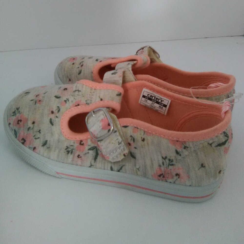Carter's Girls Slip On/Off Shoe Color Tan/Peach Floral Pattern Big Size …
